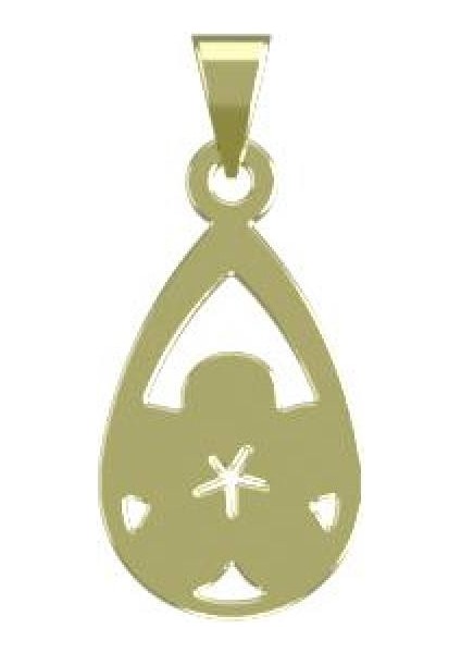 14 Ayar Altın Gözyaşı Damlası Kolye Ucu 0.5 Gr, KC11696 Kodlu