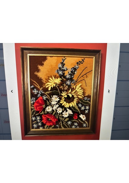 Ahşap Çerçeveli Goblen Tablo 55 cm 47 cm Ölçülerinde