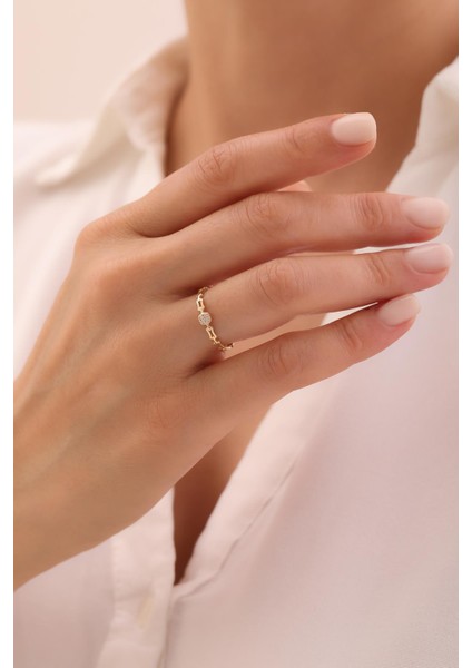 14 Ayar Minimal Ataç Altın Yüzük