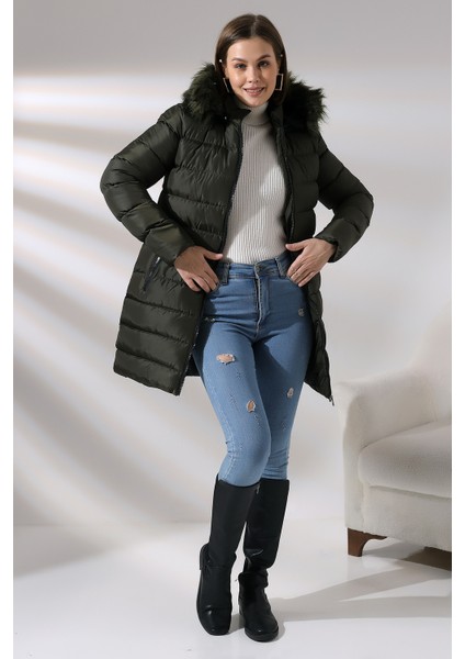 Kadın Kapüşonlu Fermuarlı Microjel Dolumlu Peluşlu Su ve Rüzgar Gecirmez Monta fiyatları