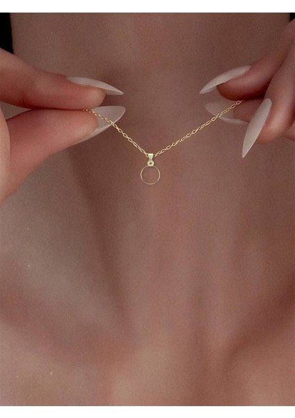 14 Ayar Altın Daire Kolye Ucu 0.5 Gr, KC13015 Kodlu