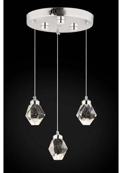 Istanbul Avize Kabarcıklı Liya 3'lü Gümüş Kumandalı 3 Renk Ledli Modern LED Avize modelleri