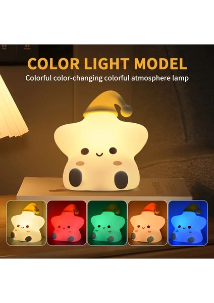 Yıldız Şekilli 5 Mod ile Çalışan LED Gece Lambası USB Şarj Edilebilir