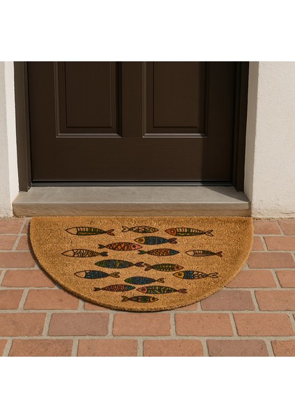 Koko Fish Yarım Ay Kapı Önü Paspası - Renkli - 45X75 cm