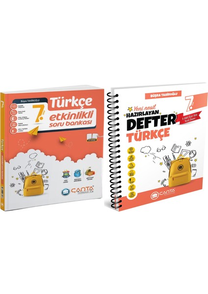 Çanta 2025 7. Sınıf Türkçe Etkinlikli Kazanım Soru Bankası + Defter Seti 2 Kitap