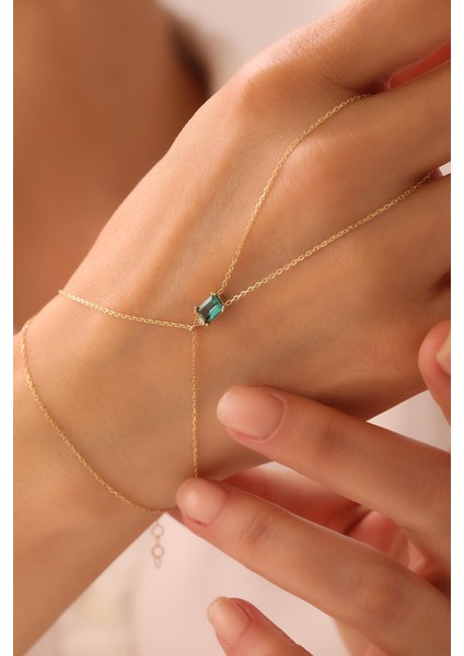 14 Ayar Yeşil Baget Taşlı Şahmeran fiyatları