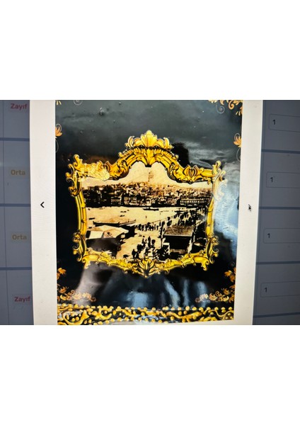 46 cm x 33 cm Ölçülerinde Istanbul Galata Görselli Osmanlıca Rakamlı Pilli Duvar Saati