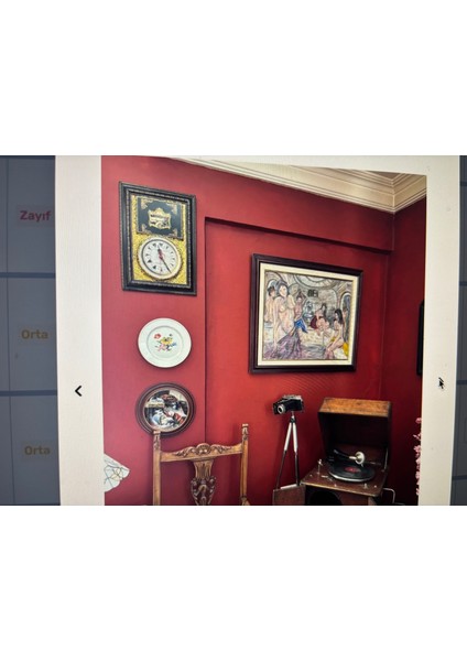 46 cm x 33 cm Ölçülerinde Istanbul Galata Görselli Osmanlıca Rakamlı Pilli Duvar Saati fiyatları