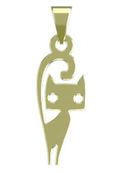 14 Ayar Altın Kedi Kolye Ucu 0.5 Gr, KC13115 Kodlu