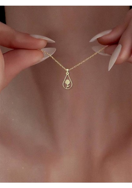 14 Ayar Altın Çiçek Kolye Ucu 0.5 Gr, KC11340 Kodlu