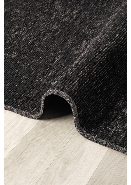 Antik Antrasit Halı Yıkanabilir Kaymaz Taban Şönil Kilim Dokuma Pamuk Taban Kilim 10105A 80 x 150 cm modelleri