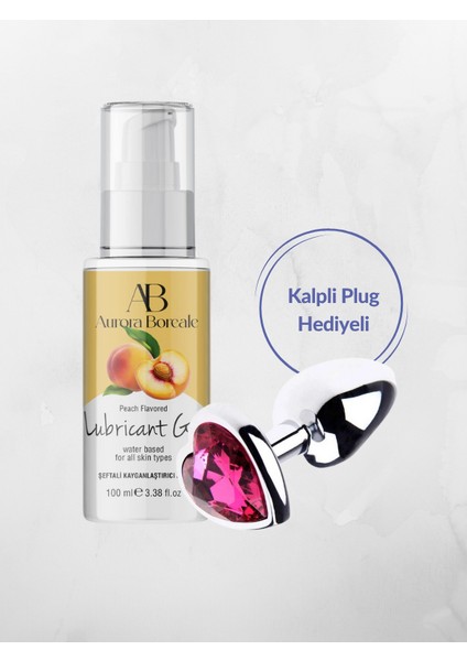 Şeftali Aromalı Jel 100 ml + Kalpli Mücevherli Çelik Plug Küçük Boy Hediyeli