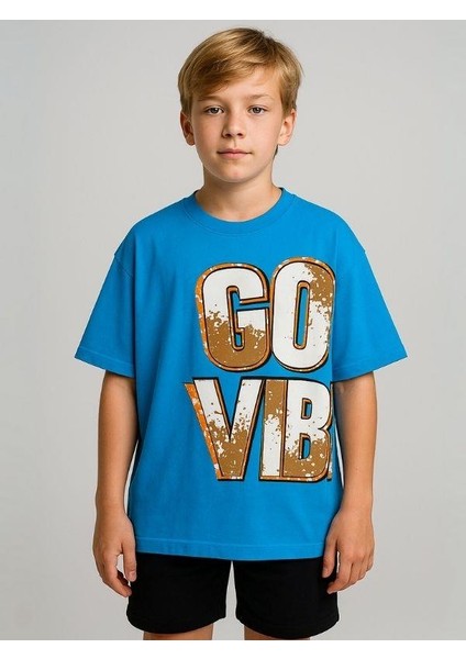 Erkek Çocuk Good Vibes Yazılı Oversize Tshirt