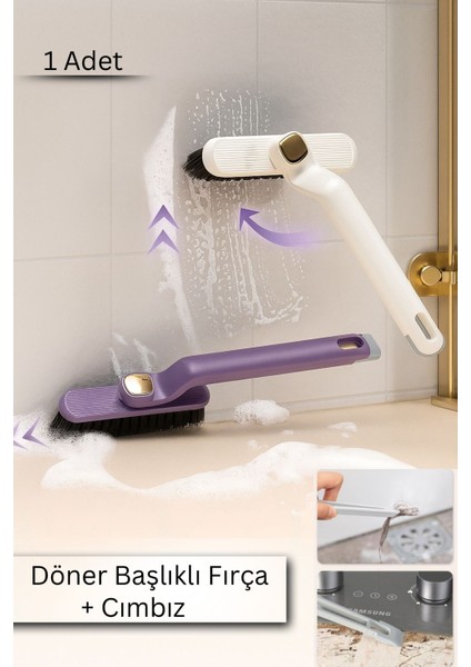 Döner Başlıklı Temizlik Fırçası Cımbızlı Çok Amaçlı Temizlik Fırçası