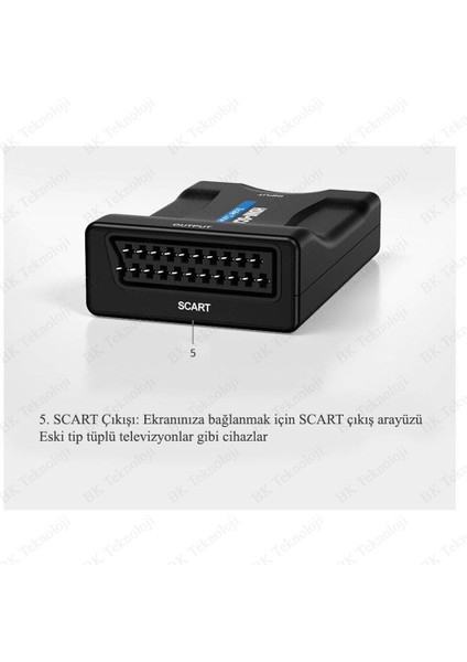 HDMI To Scart Av Eski Tip Tüplü Tv Çevirici Adaptör