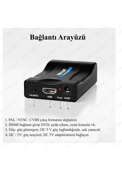 HDMI To Scart Av Eski Tip Tüplü Tv Çevirici Adaptör