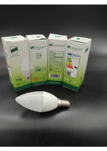 LED Ampul (E.14) Mum Ampul.günışığı Renkte (7.watt=60.watt) (4.adetli Paket)