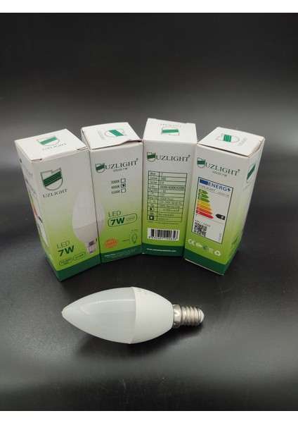 LED Ampul (E.14) Mum Ampul.günışığı Renkte (7.watt=60.watt) (4.adetli Paket)
