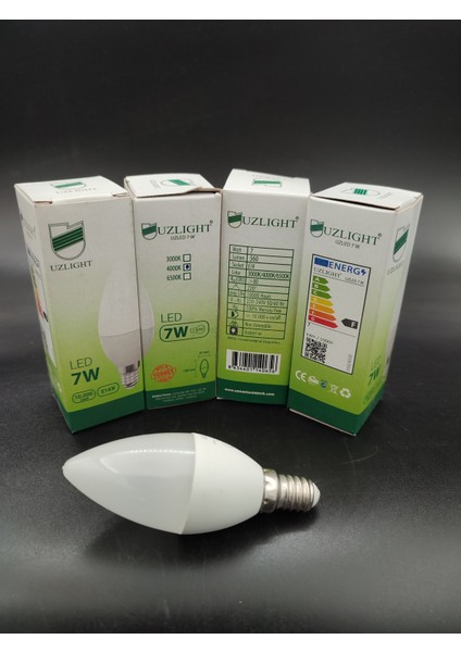 LED Ampul (E.14) Mum Ampul.günışığı Renkte (7.watt=60.watt) (4.adetli Paket)