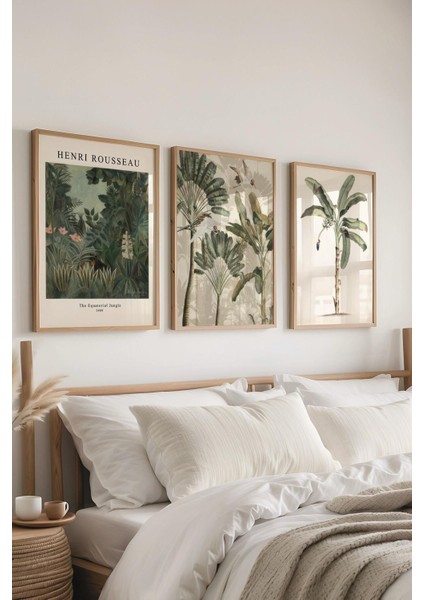Yeşil Ahşap Çerçeveli 3'lü Duvar Tablosu Seti, Şık ve Doğal Dekorasyon modelleri