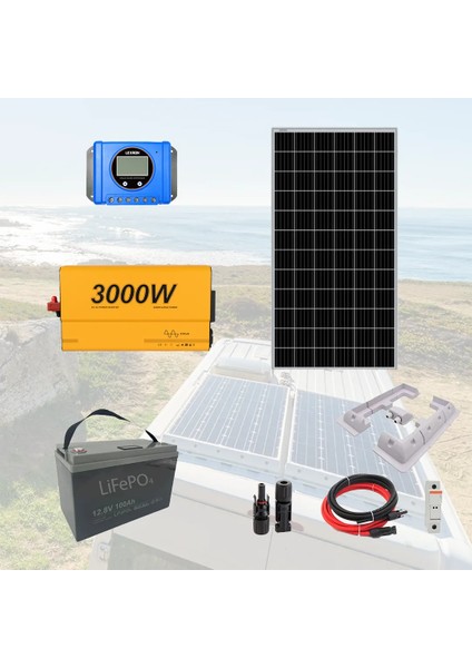 Solar Güneş Enerji Sistemi Karavan ve Aydınlatma Paketi Arttırılabilir Lityum Akü (Tak-Kullan)-Mini