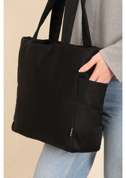 Siyah U25 Kanvas Kumaş, 3 Bölmeli, Fermuarlı, Yan Cep Detaylı ,askılı ,el, Kol ve Omuz Çantası modelleri