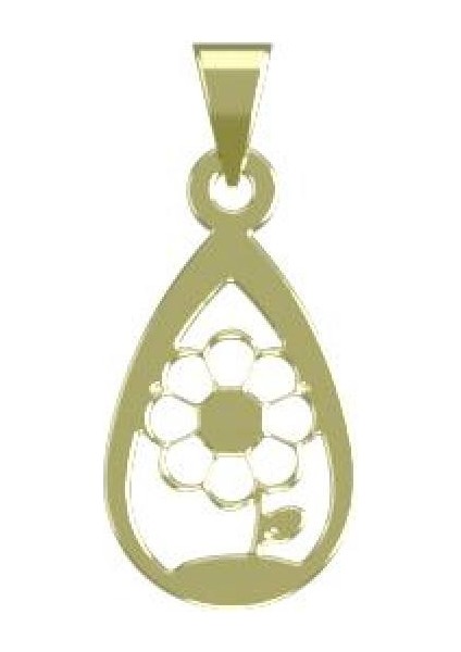 14 Ayar Altın Çiçek Kolye Ucu 0.5 Gr, KC11749 Kodlu