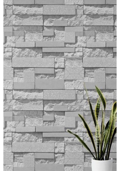Şık Taş Desenli Duvar Kağıdı 5 M², Gri Renkli, Zarif ve Modern Tasarım modelleri