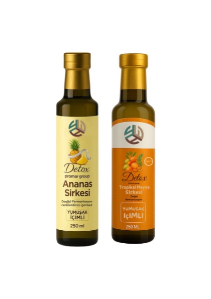 Detox Tropikal Meyve Sirkesi 250 ml + Ananas Sirkesi Doğal Fermantasyon Pineapple Vinegar 250 ml