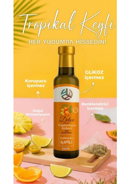 Detox Tropikal Meyve Sirkesi 250 ml + Ananas Sirkesi Doğal Fermantasyon Pineapple Vinegar 250 ml modelleri