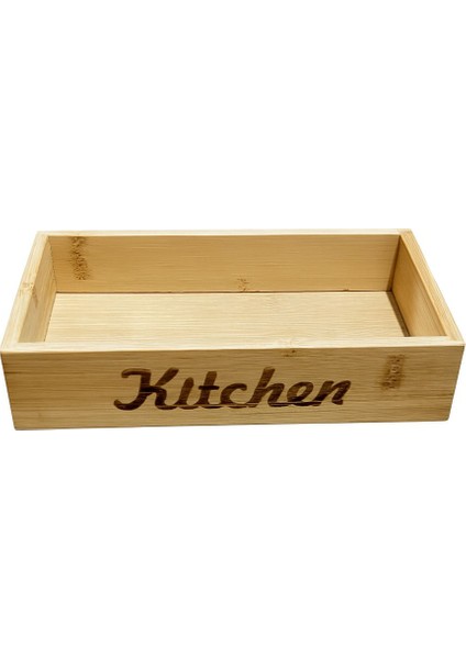 Bambu Mutfak Tezgah Üstü Çok Amaçlı Düzenleyici - Saklama Kutusu- Organizer 22 cm x 11 cm fırsatları