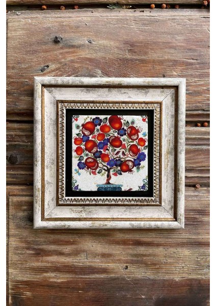 Renkli 20X20CM 4'lü Taş Tablo Seti, Nazar Göz ve Nar Ağacı Teması modelleri