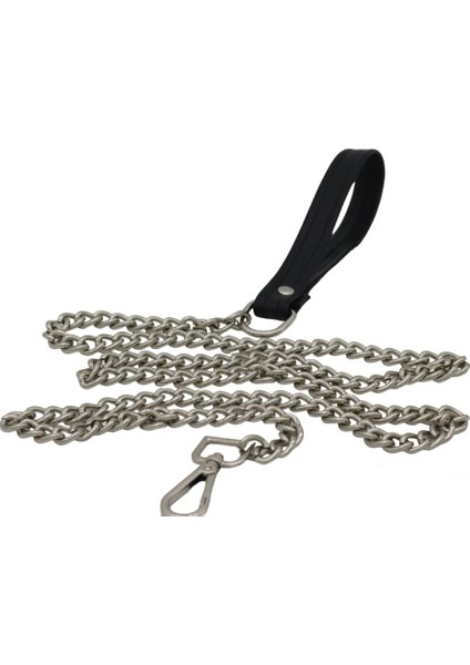 Deri Saplı Köpek Gezdirme Zinciri 8mm x 140CM