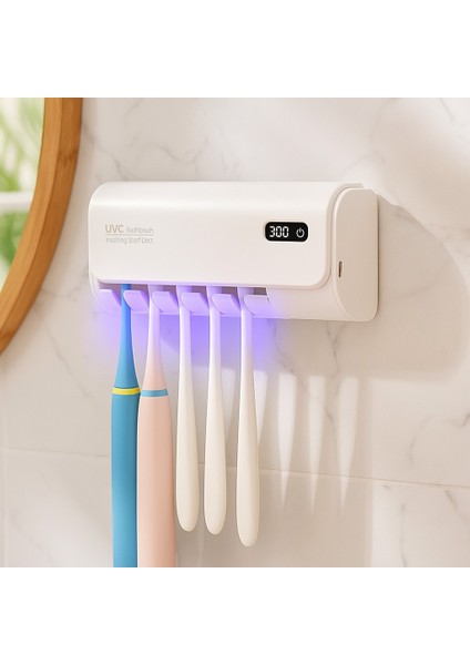 Mio UV5F Pro 2600mAh Şarj Edilebilir Uv Sterilizatörü Diş Fırçası Tutucusu - Beyaz
