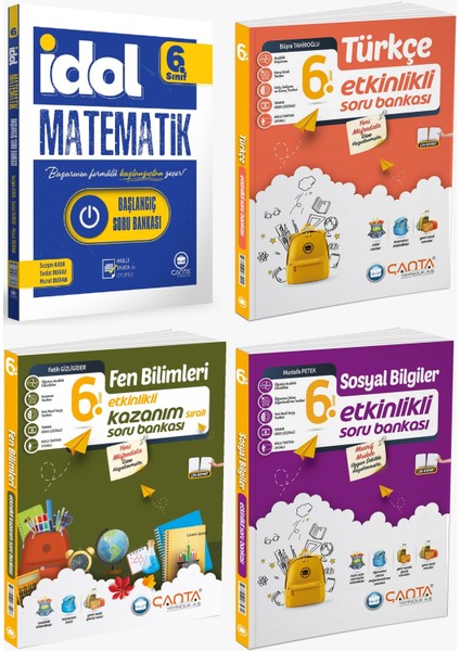Çanta 2025 6. Sınıf İdol Başlangıç Matematik + Türkçe + Fen + Sosyal Etkinlikli Kazanım Soru Seti 4 Kitap Güncel Müfredat