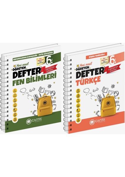 Çanta 2025 6. Sınıf Türkçe + Fen Bilimleri Öğreten Defter Seti 2 Kitap Güncel Müfredat
