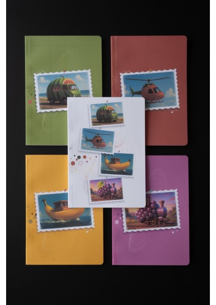 Meyve Araçlar 5'li Defter Seti - Çizgisiz - Her Biri 56 Sayfa - 14X20CM - Iplik Dikişli Cilt fiyatları