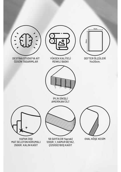 Meyve Araçlar 5'li Defter Seti - Çizgisiz - Her Biri 56 Sayfa - 14X20CM - Iplik Dikişli Cilt