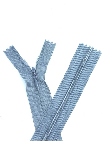 18 cm Gri Renk Gizli Fermuar 10 Adet
