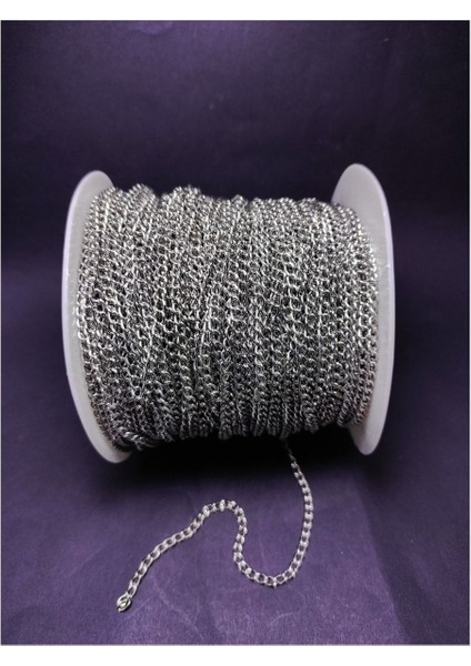 (10 Metre) Metre Gümüş Renk Metal Metrelik Zincir Takı Malzemesi Zinciri 0,6 mm