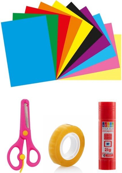 25X35 cm Fon Kartonu Yapıştırma Seti Makas Kız Rengi fiyatları