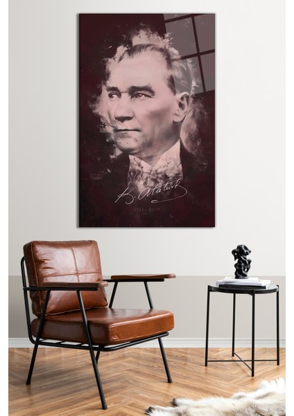 Imzalı Atatürk Portresi Cam Tablo, Modern Ev Ofis Dekoru, Hediyelik Duvar Dekorasyonu, Kırılmaz Cam fiyatları