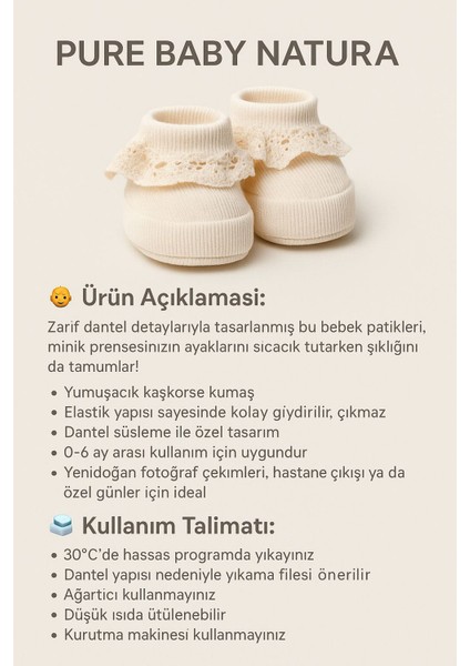 0-6 Ay Fitilli Esnek Bebek Patik, Ev Botu Terliği, Kreş Ayakkabısı, Panduf Ekru fiyatları