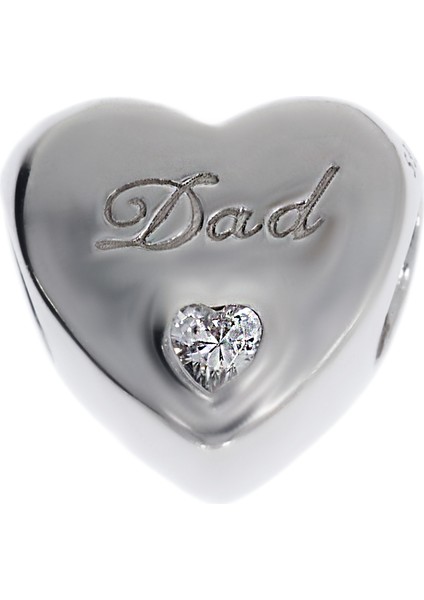 Kadın Baba Sevgisi Kalp Model Gümüş Charm