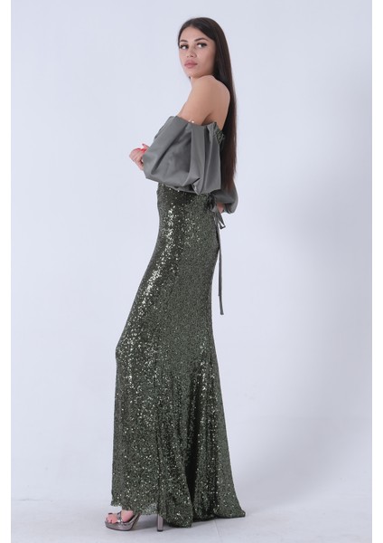 Haki Pul Payetli Balon Kol Abiye 9705296.23 indirimleri