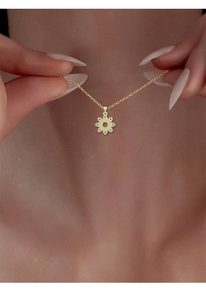 14 Ayar Altın Çiçek Kolye Ucu 0.5 Gr, KC11617 Kodlu