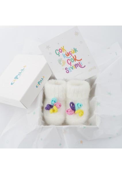 Yenidoğan Hediye Yumuşacık Sevimli Unicorn El Yapımı Bebek Patik 0-3 Ay