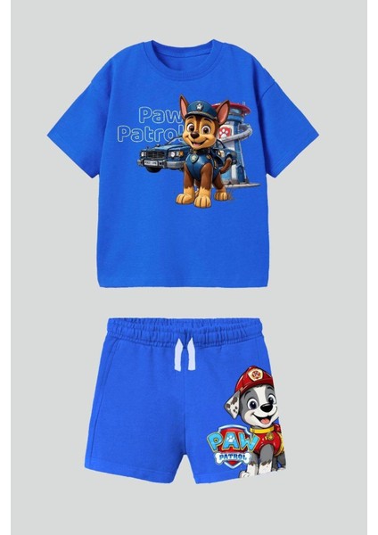 Erkek Çocuk Pamuk Kumaş Paw Patrol Baskılı Tshirt ve Şort Alt Üst Takım