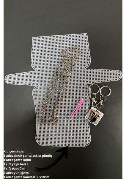 Kanvas Çanta Örgü Kiti 33X18 cm Küçük Boy