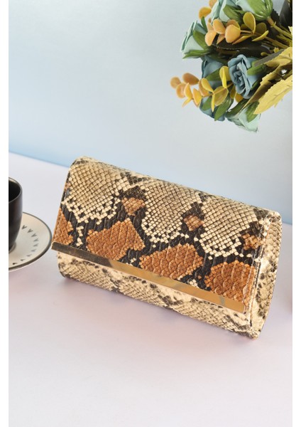 Elysara EB0399 | Yılan Desen Zarif Çıtalı Portföy Çanta
